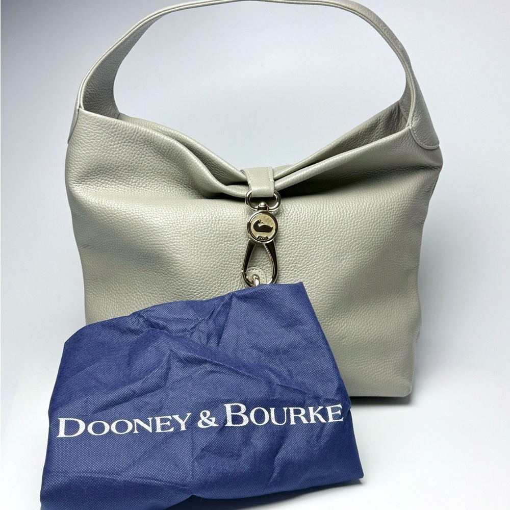 Dooney & Bourke Pebbled Leather Logo Lock Hobo Bag w/ Key Chain & Dust Bag